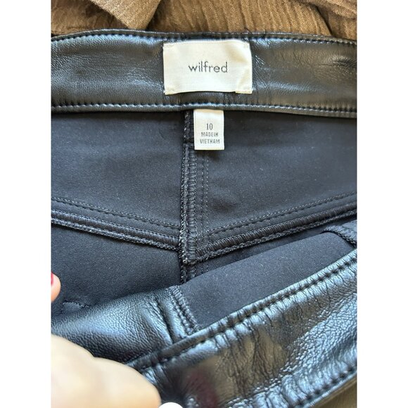 Wilfred Black Faux Vegan Leather High Rise Straight Pants - Picture 7 of 10